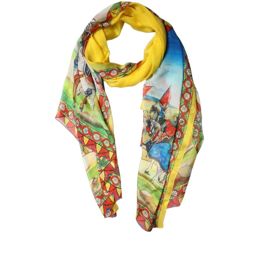 Dolce & Gabbana Multicolor Silk Printed Shawl Stole Women's Scarf